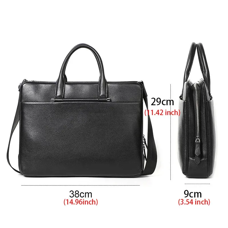 porte-documents de grande capacité en cuir véritable pour ordinateur portable, sacs en cuir de haute qualité pour hommes, sac à bandoulière à plusieurs compartiments pour affaires