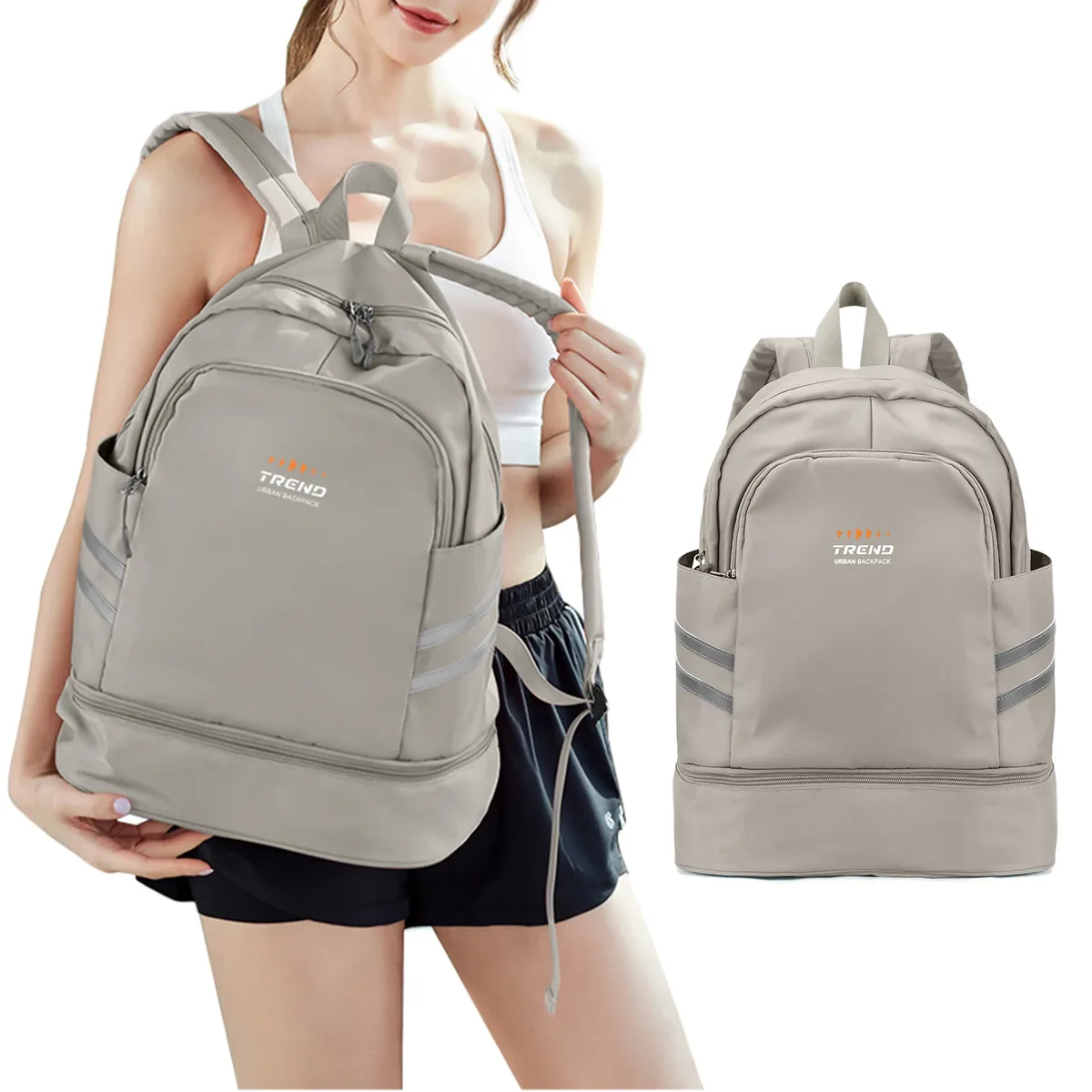 sac à dos de sport pour femmes avec compartiment à chaussures et poche humide, grand sac à dos de voyage léger, sac à dos de sport étanche