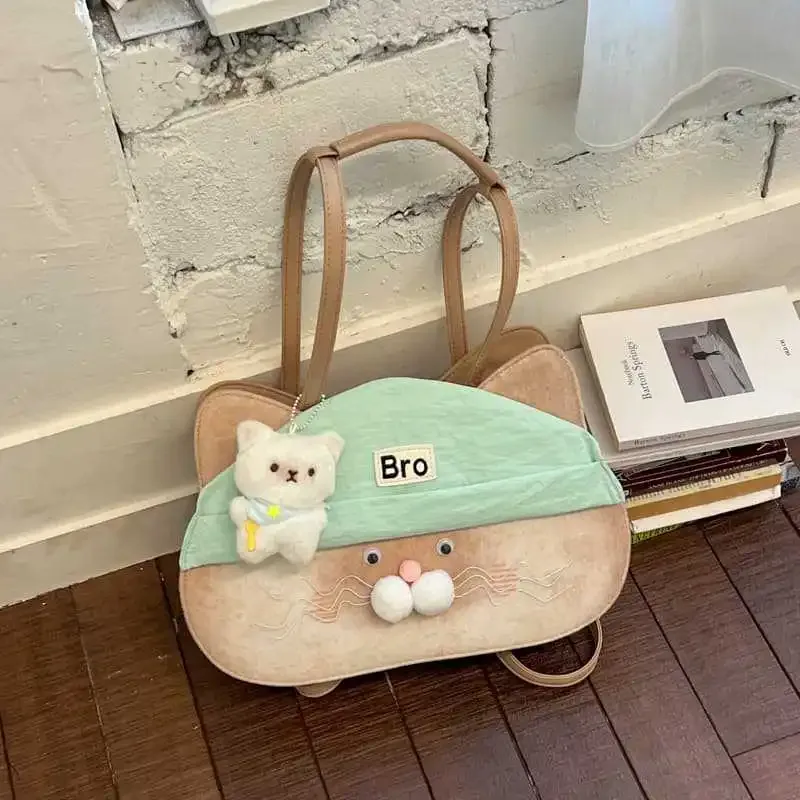 sac à bandoulière motif chat japonais, drôle et mignon, grande capacité, en toile, sac fourre-tout vintage décontracté