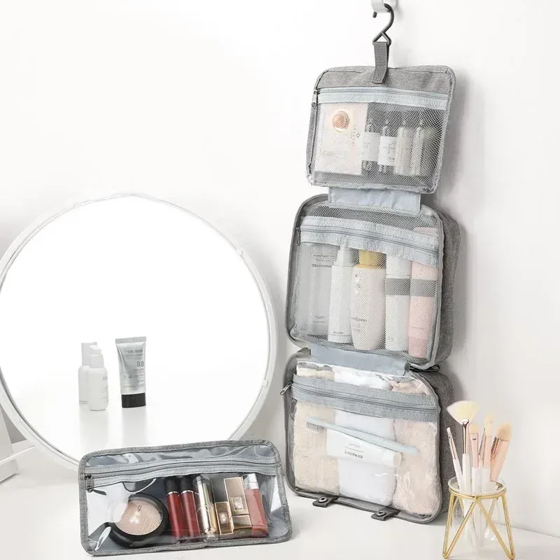 trousse de toilette pliable et étanche pour voyage, séparation sèche et humide, sac de rangement pour cosmétiques, sac à cosmétiques de grande capacité