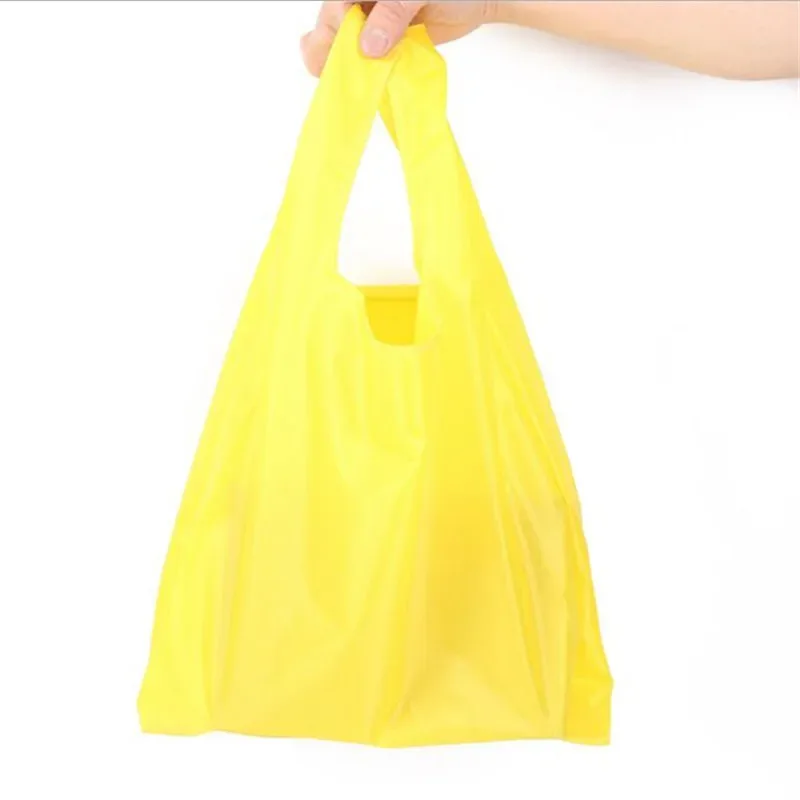 sac à provisions couleur unie écologique pliant réutilisable portable sac à bandoulière polyester pour voyage épicerie sac à provisions solide