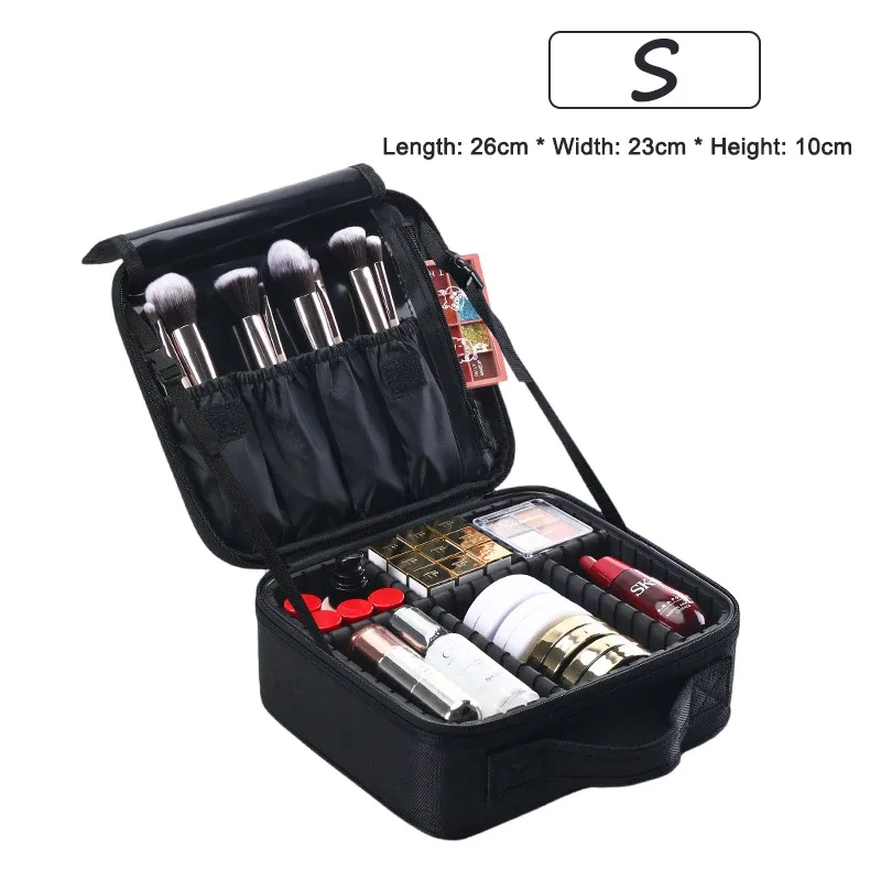 trousse à cosmétiques professionnelle pour femme, sacs à cosmétiques en cuir, oxford imperméable, grande capacité, étui de maquillage de voyage pour maquilleuse