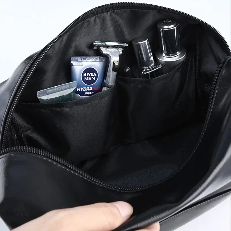 sac de rangement portable en polyester avec fermeture éclair pour hommes et femmes, trousse de toilette, trousse à cosmétiques de voyage, étanche, lavage des poudres