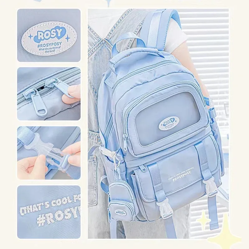 sac à dos de style crème pour lycéennes, sac d'ordinateur haute apparence, grande capacité