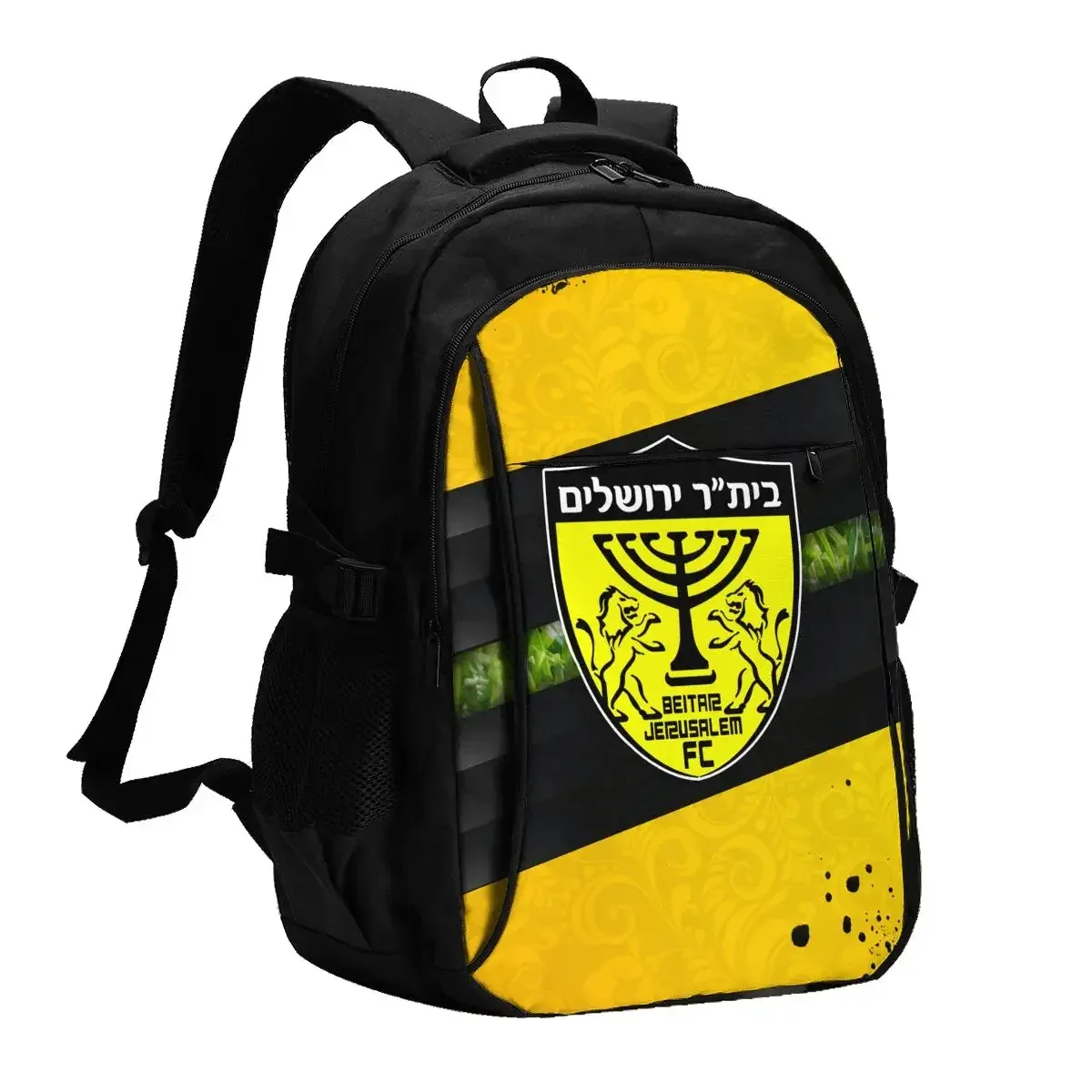 b-beitar fcbj jérusalem sac à dos de voyage pour ordinateur portable, sac à dos d'affaires résistant à l'eau avec port de chargement usb sac d'université hommes femmes
