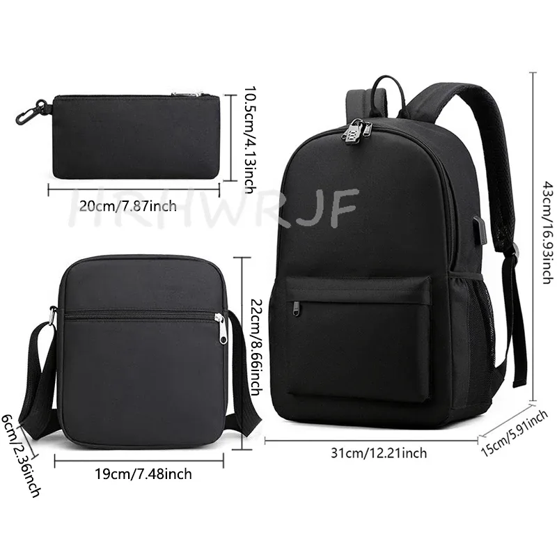 Sacs à dos sport décontractés CR7, lot de 3, légers et simples, grande capacité, pour adolescents, ordinateurs portables, école, femmes, hommes, voyage, USB, anti-vol, Mochilas