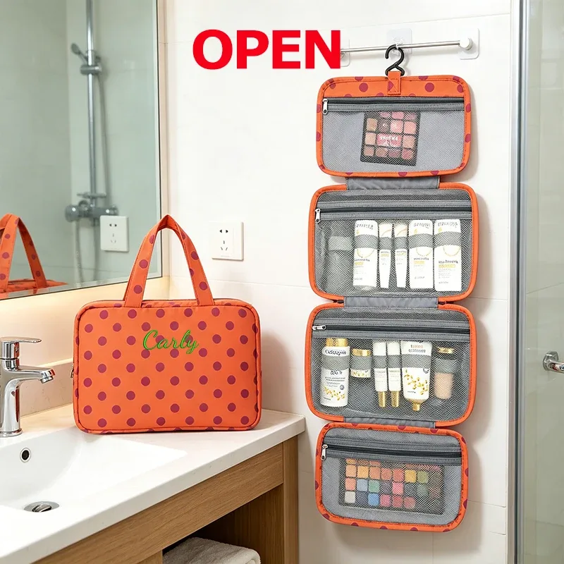 broderie personnalisée/style standard 2 options, sac à main pliable personnalisé à pois, trousse de toilette, trousse de maquillage pour la rentrée scolaire