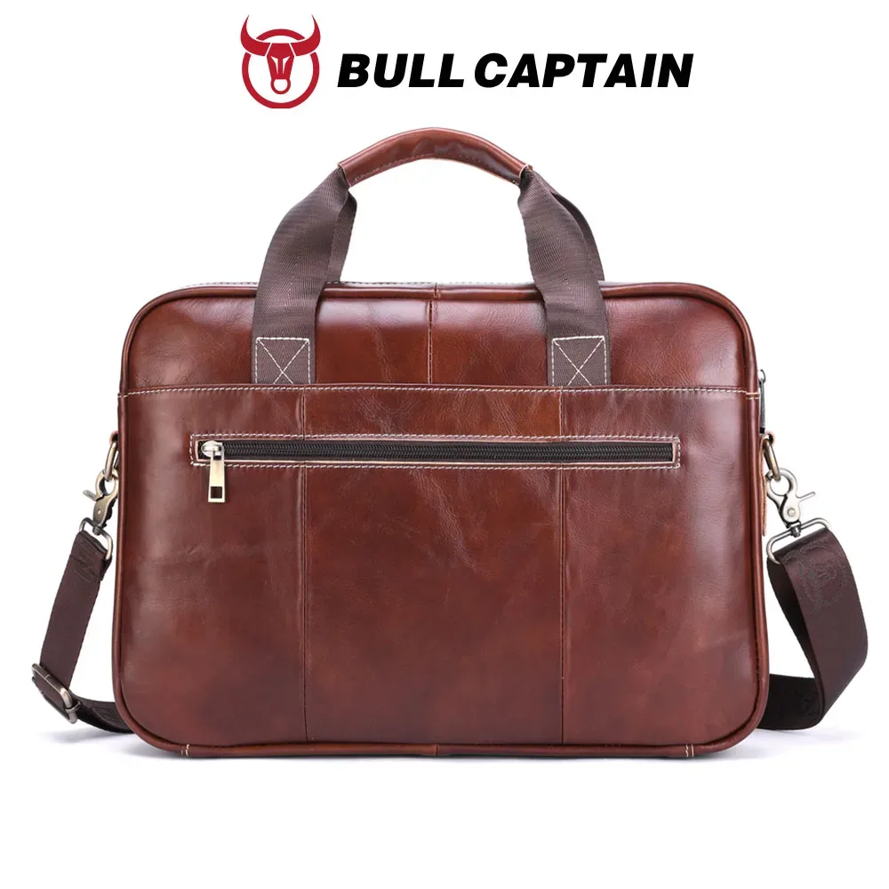 bullcaptain-sac pour ordinateur portable en cuir pour homme, couche supérieure, sac pour ordinateur portable 15 ", étui à bombes pour ordinateur portable pour homme, étui de travail, sac de voyage d'affaires, 053