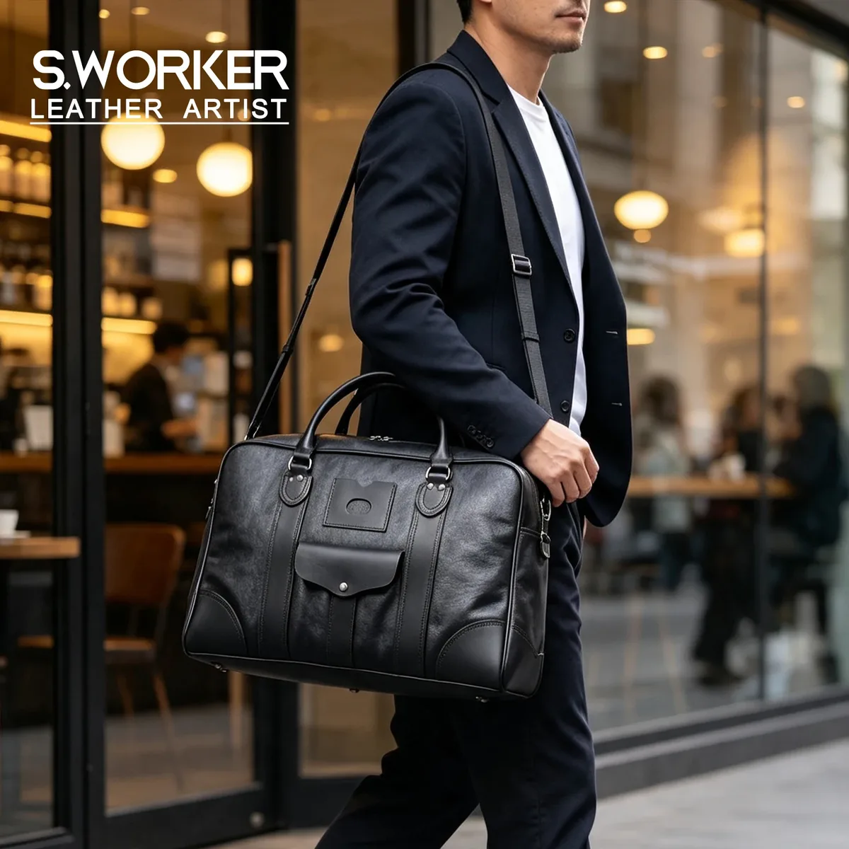 sac de voyage vintage s.worker en cuir pleine fleur tanné végétal, sac à main pour homme, sac de week-end, sac de sport pour les voyages en plein air