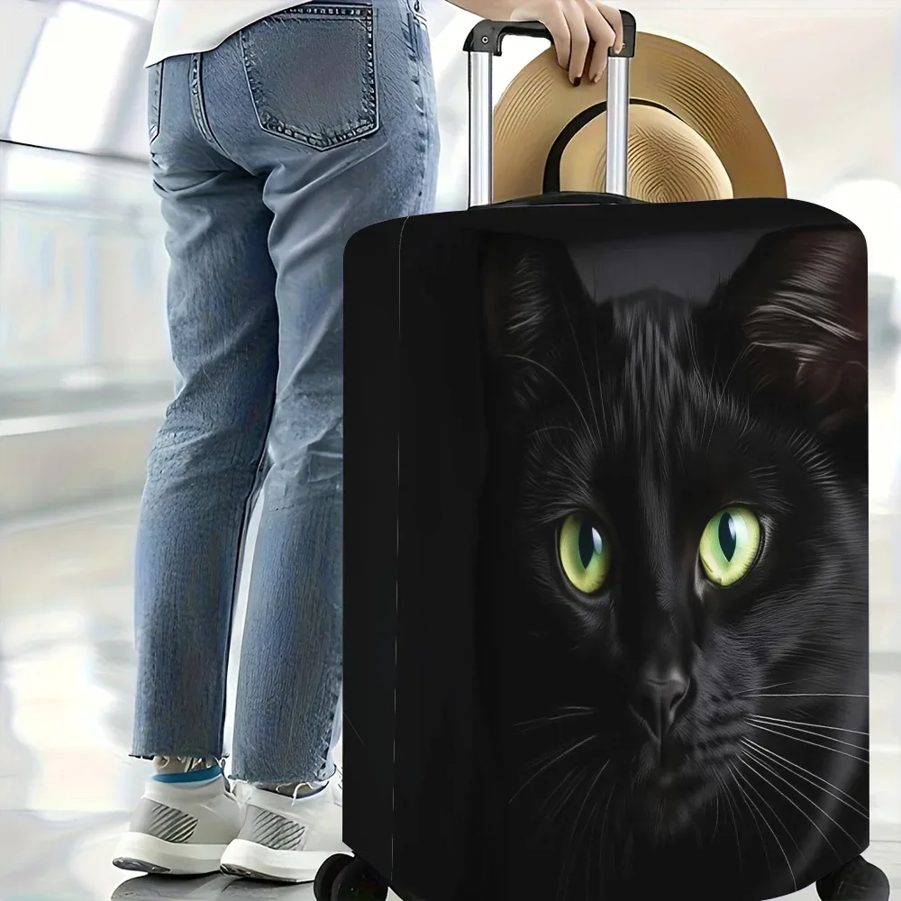 1 housse de bagage à motif chat noir. convient aux valises de 18 à 32 pouces ; protège efficacement votre valise.