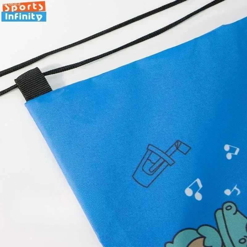 sac à dos à cordon de serrage avec imprimé espace et dessin animé, sac de sport de grande capacité, sac de rangement de voyage imperméable