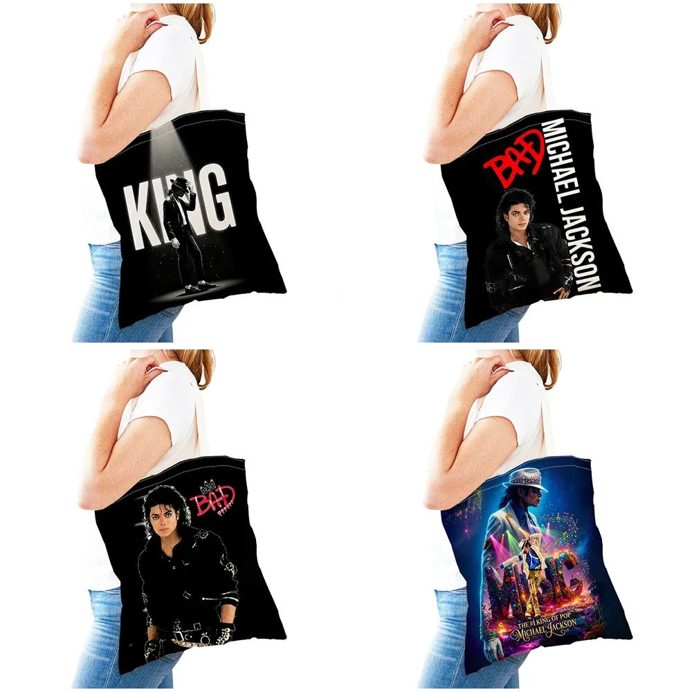 michael jackson – sac de shopping pour femmes, double impression, sacs de shopping super star lady, sac à main design, sac fourre-tout écologique, portable et pratique