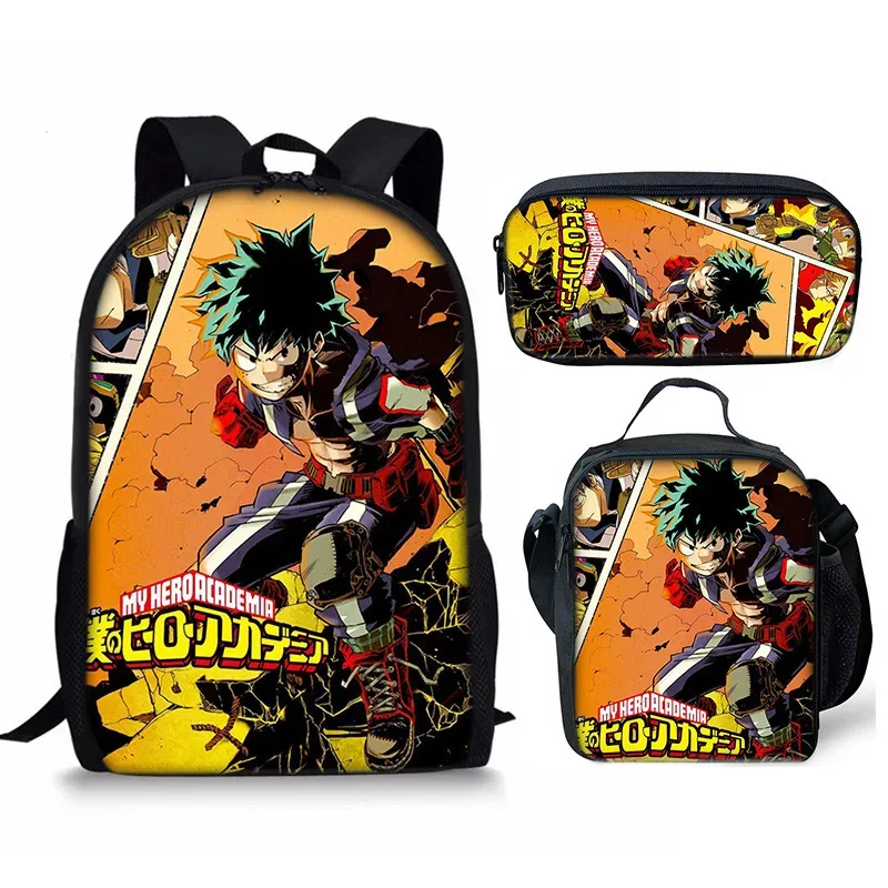 sac à dos my hero academy, ensemble de trois pièces, sac à bandoulière my hero academy, trousse à crayons