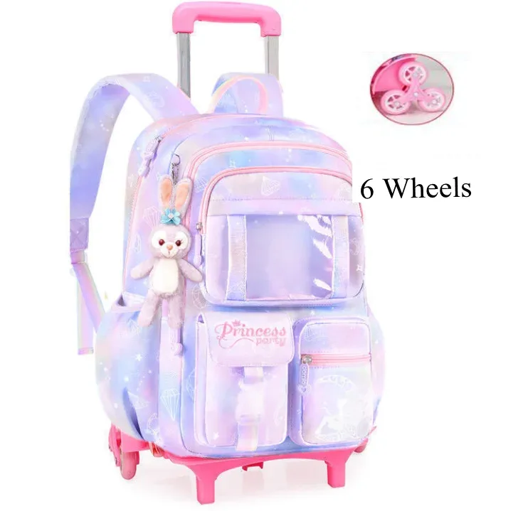 sac à dos à roulettes pour filles, cartable à roulettes