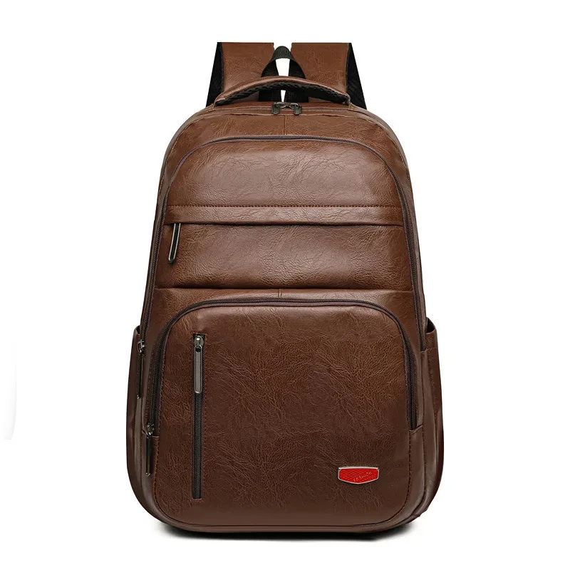 excellente qualité nouveau sac à dos en cuir souple pu grande capacité hommes décontracté étudiant sac d'école affaires résistant à l'usure