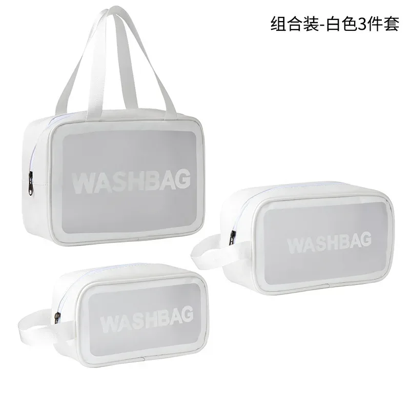 ensemble de sacs de maquillage de voyage multi-pièces en pvc transparent, sac de toilette portable et imperméable, sac de rangement pour cosmétiques de grande capacité et portable.