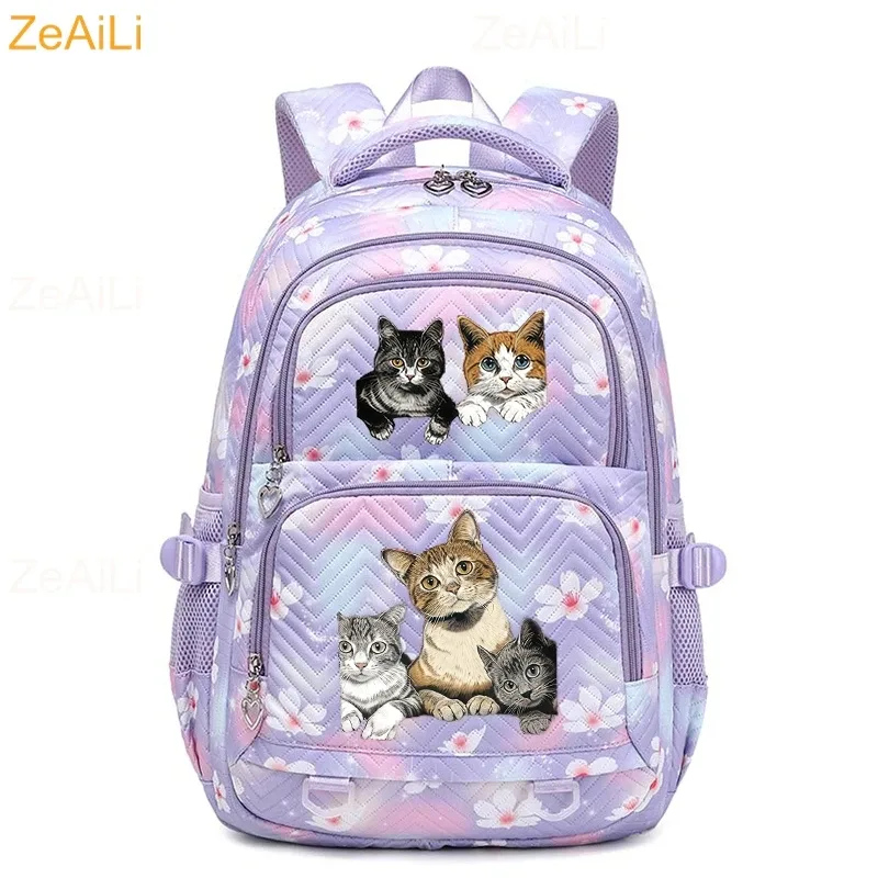 sac à dos imperméable décontracté à thème chat et chien pour femmes, sac de voyage, cartable pour adolescentes, sac à livres, mochila
