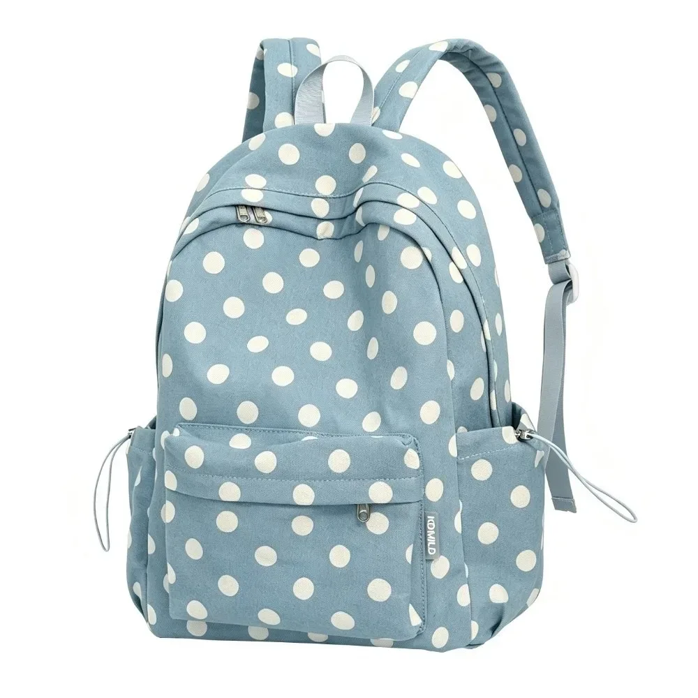 sac à dos scolaire tendance à motif à pois, grande capacité, sac de voyage décontracté, léger, nouveau sac pour ordinateur portable, idéal pour le lycée.