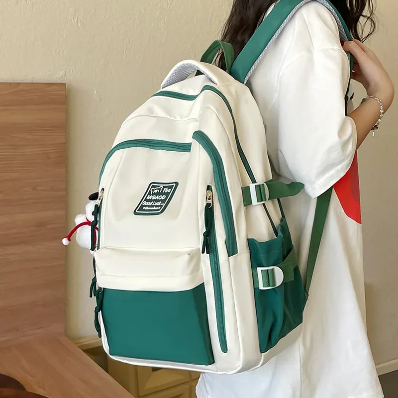 sac à dos de voyage décontracté grande capacité pour étudiants, sac en nylon imperméable avec compartiment pour ordinateur, sac à double bandoulière