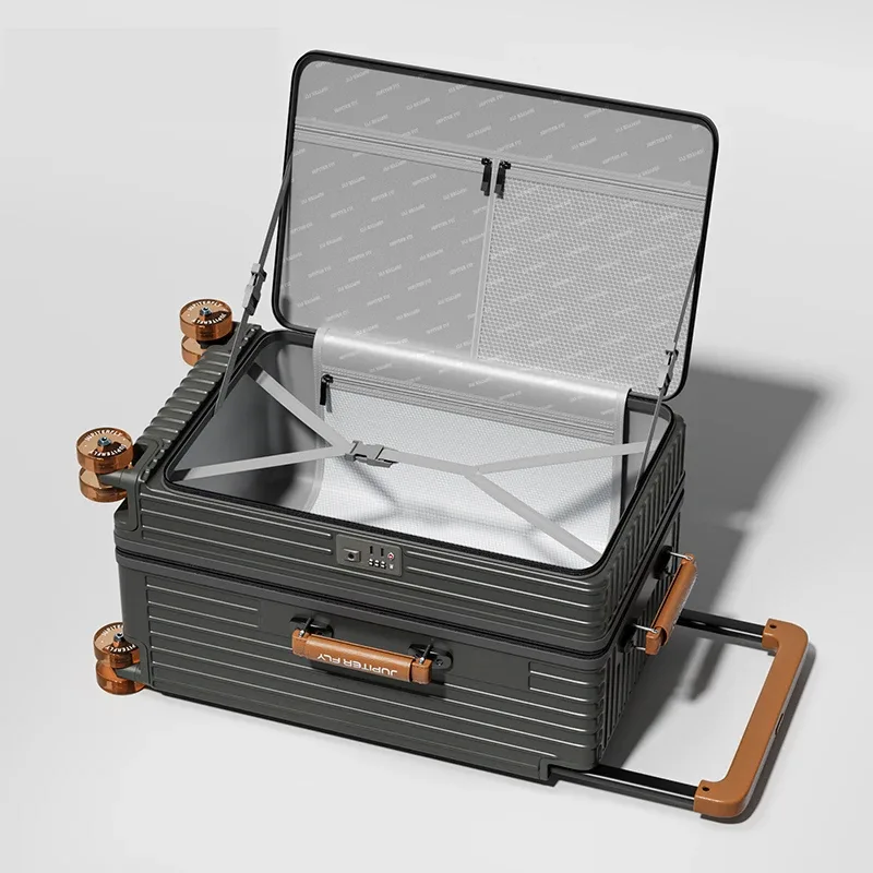 nouveau bagage 20 pouces valise à main ouverture latérale valise de voyage cadre en aluminium boîtier de chariot 30 pouces bagages de grande capacité