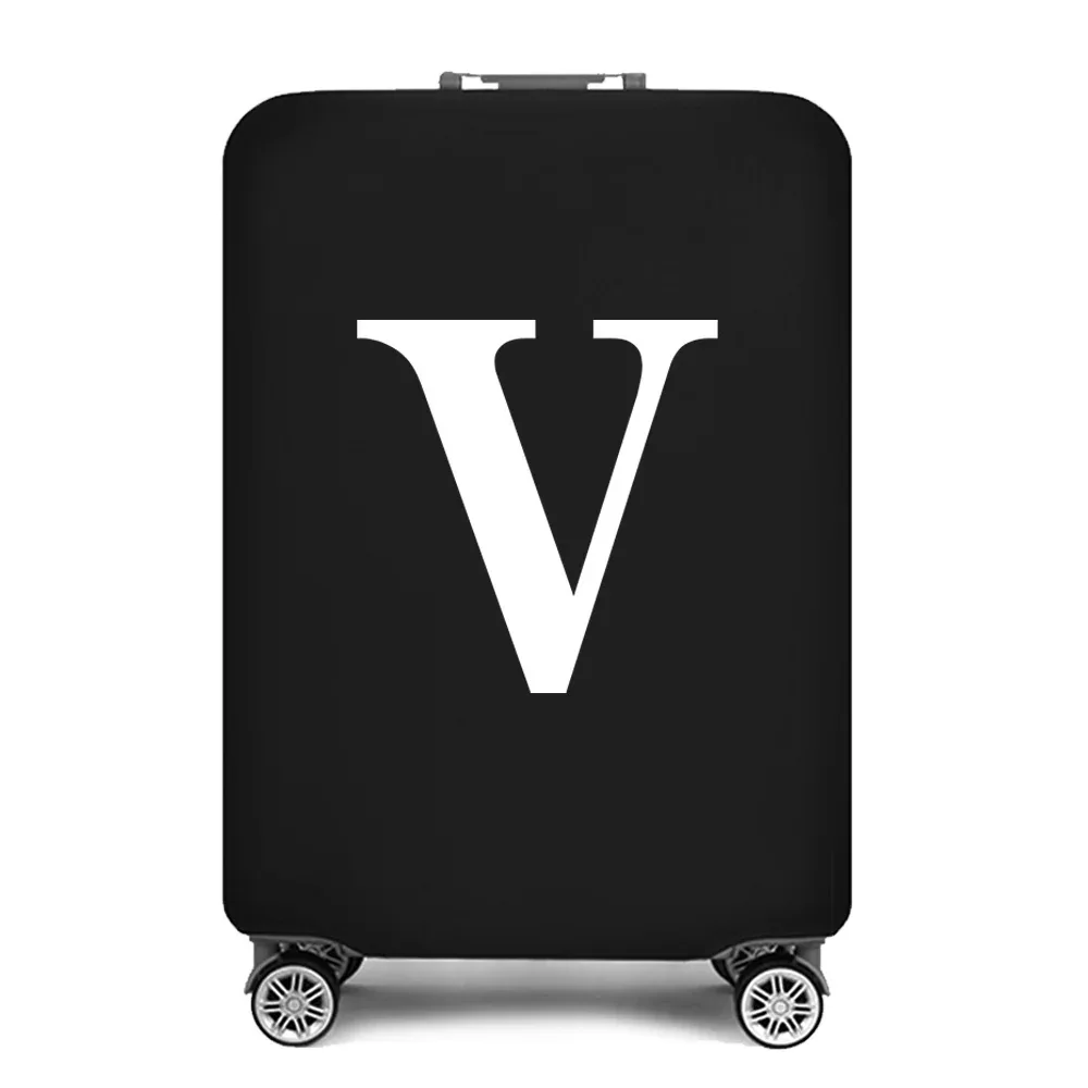 housse de protection pour bagages, housse de protection pour valise de 18 à 28 pouces, accessoires de voyage, 26 lettres blanches imprimées, housse anti-poussière élastique