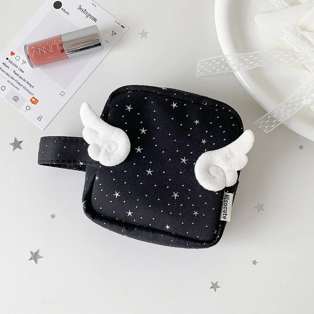sac de rangement cosmétique portable multi-usage motif ange mignon, trousse de toilette, pochette de rangement pour rouge à lèvres et maquillage pour femmes, sac de voyage à main