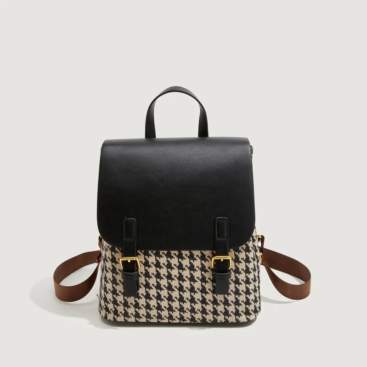sacs à dos en pu pour femmes, design double ton, boucle en métal, sacs à bandoulière élégants, sacs à dos décontractés tendance pour femmes