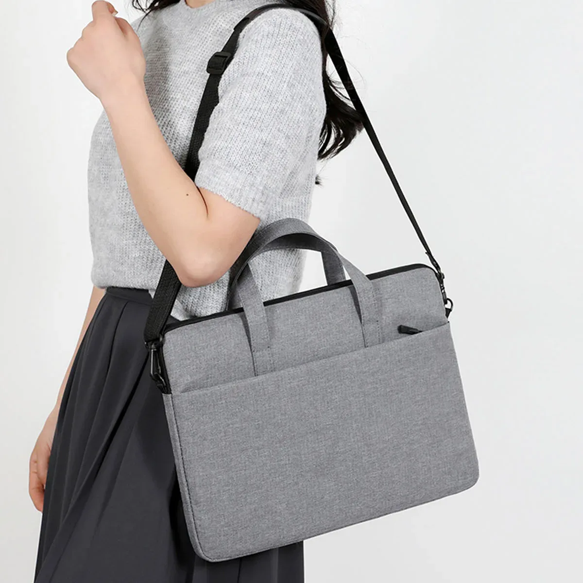 sac pour ordinateur portable léger et antichoc, imperméable, multi-poches, à porter à la main ou en bandoulière, avec sangle détachable, idéal pour le travail