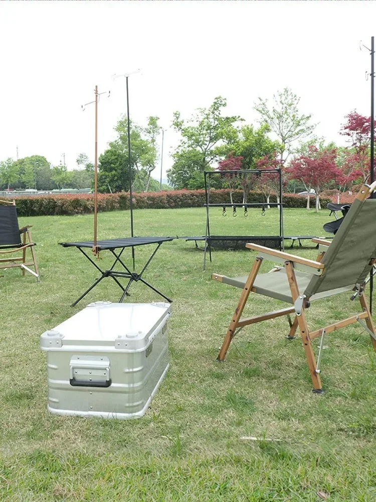 boîte de rangement en aluminium de grande capacité, valise d'équipement de camping étanche en plein air, boîte à outils portable en métal pour coffre de camping