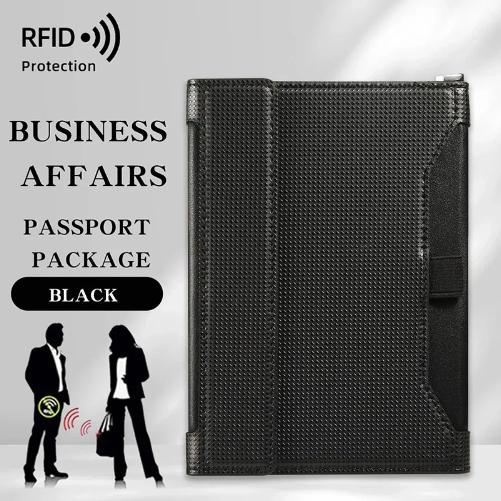 porte-passeport de haute qualité en cuir uni avec blocage rfid, étui de protection pour cartes de voyage, fente pour billets et clip, portefeuilles pour passeports.