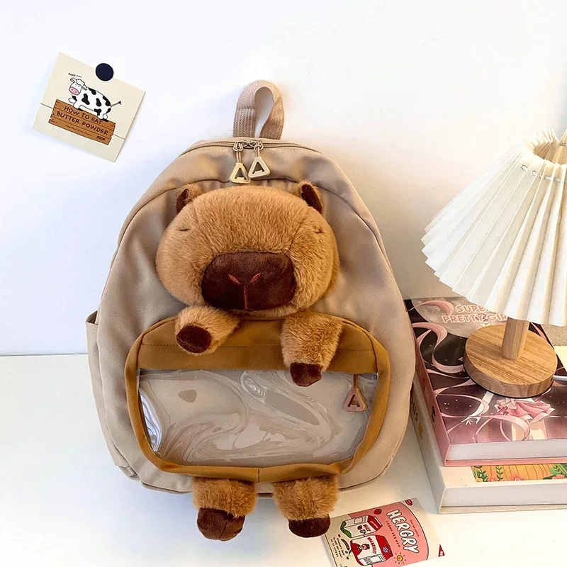 kawai capybara sac à dos femme grande capacité dessin animé drôle sac à dos doux fille dessin animé animation étudiant sac à dos lumière amour sac