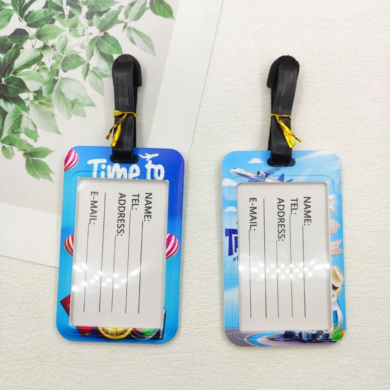 étiquette de bagage de voyage pour hommes et garçons, porte-adresse d'identification pour valise, étiquette de bagage portable pour l'embarquement