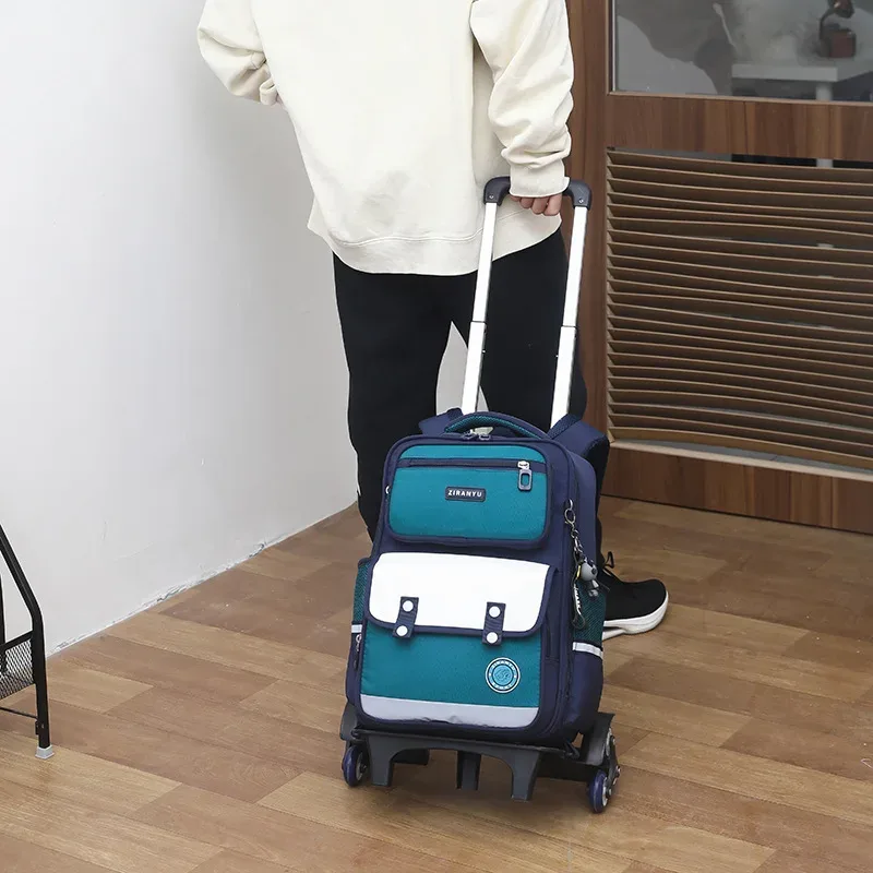 nouveau sac à dos roulant pour garçons sac d'école primaire avec roues mochilas para mujer sac de chariot de voyage 2 et 6 roues sac a dos