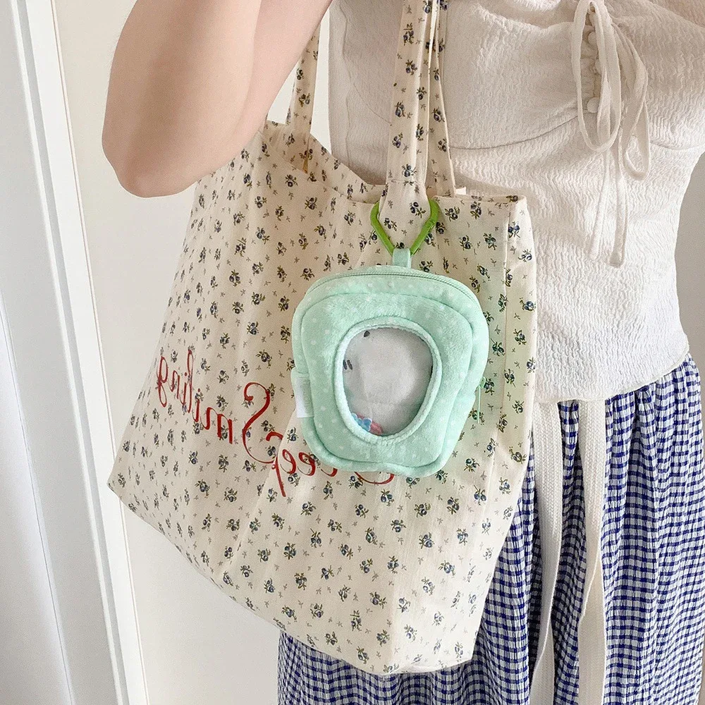 sac de rangement y2k tendance coréenne, couleur unie, à pois, pour poupées, mignon, pour filles, avec bouton cœur pomme, sac de présentation, pendentif décoratif, cadeaux