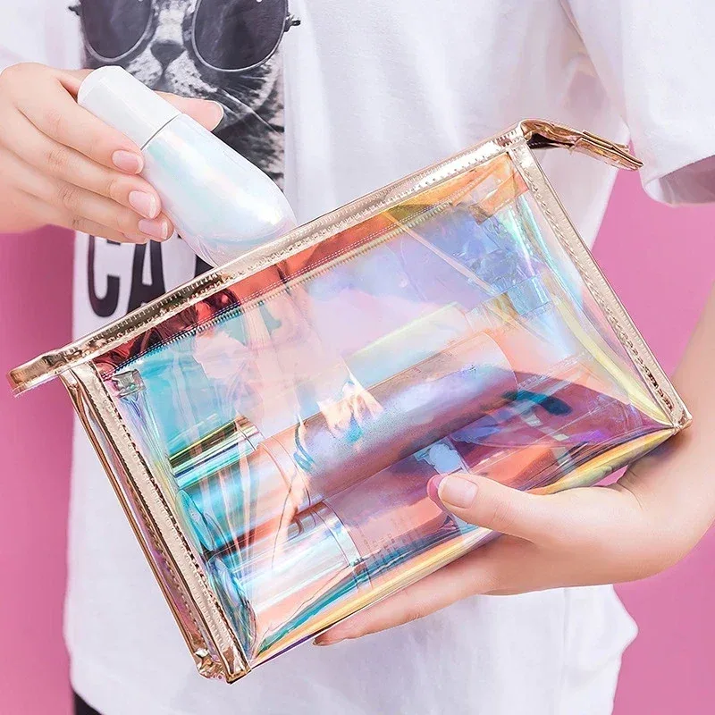 étui à maquillage transparent en pvc tendance pour femmes, organiseur de beauté laser, pochette mini sac en gelée pour dames, sac à cosmétiques