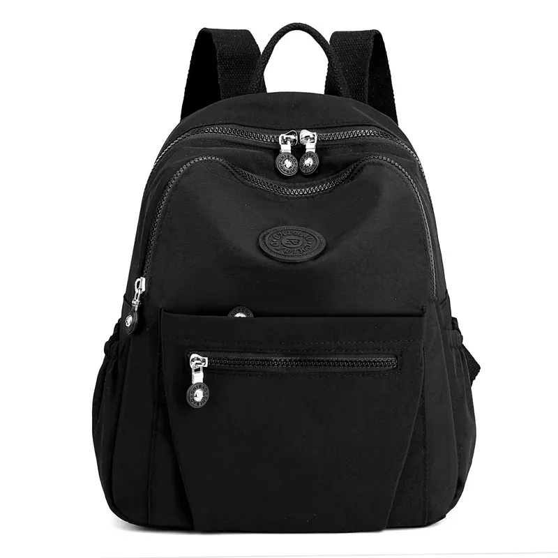sac à dos léger en nylon pour femme, sac fourre-tout en nylon multi-poches, sac à dos décontracté imperméable pour les voyages, les trajets domicile-travail et l'usage quotidien