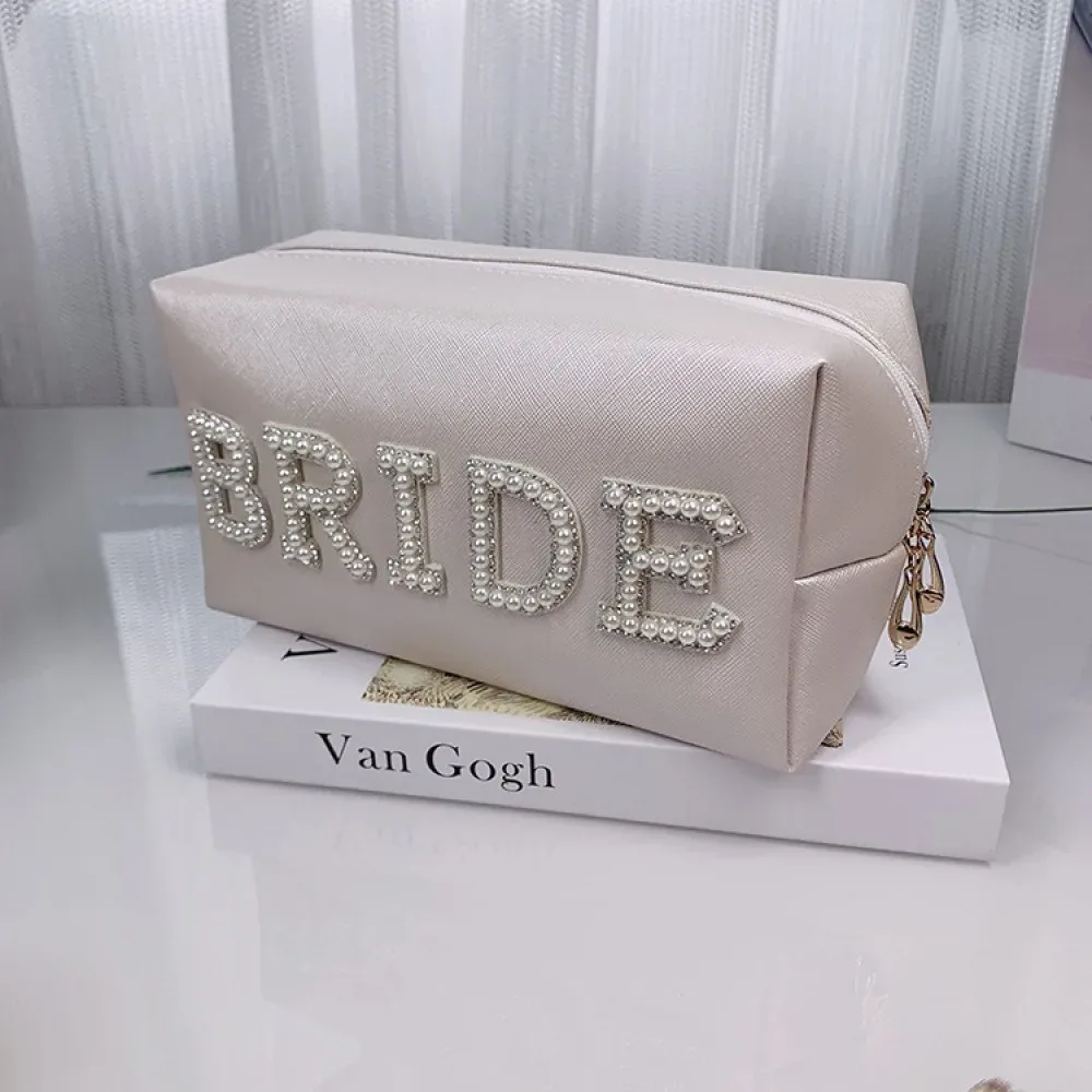 grande trousse de toilette imperméable à main pour femmes, sac de rangement pour cosmétiques de voyage, pochette de mariage multicolore pour mariée.