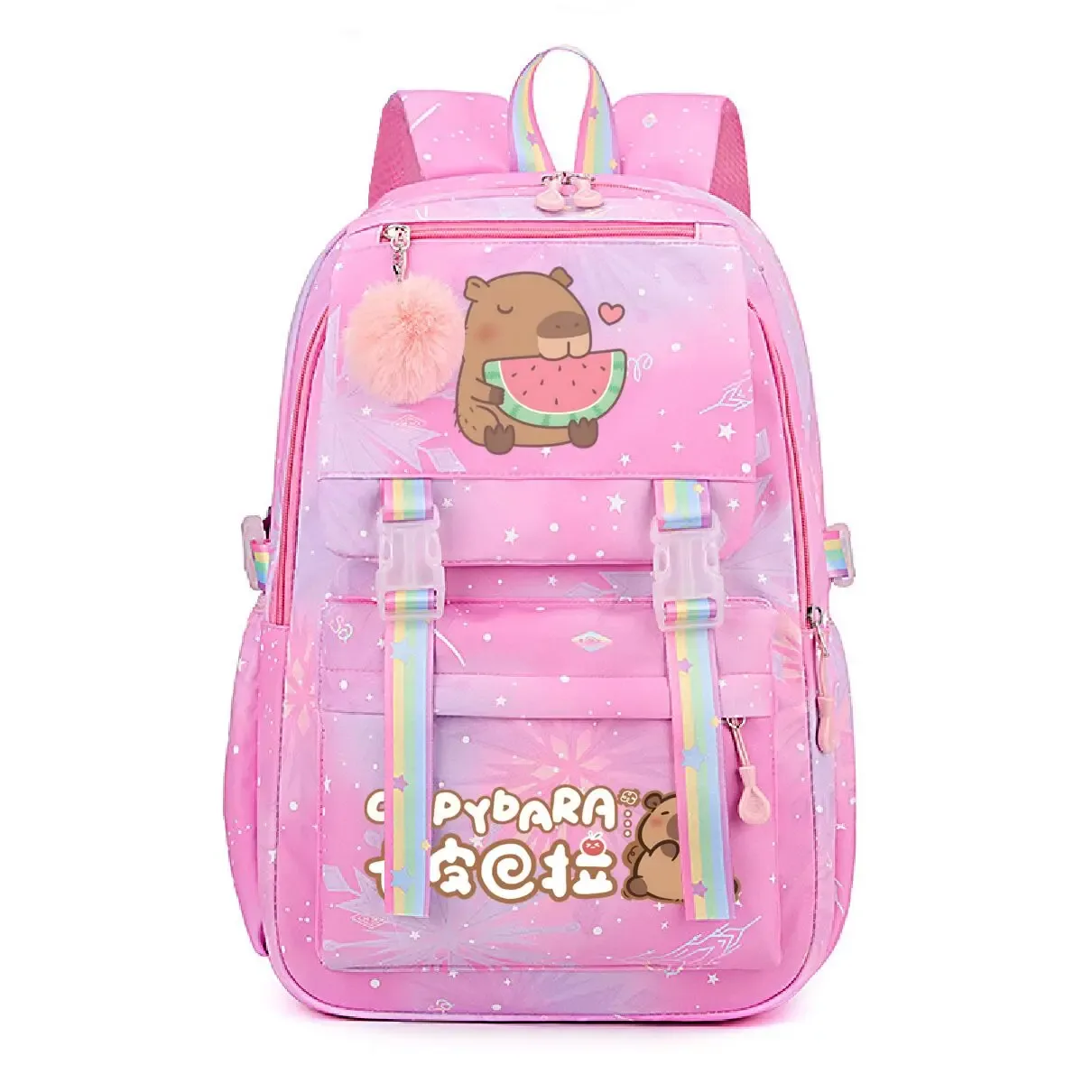 mignon capybara & pastèque imprimer cartables dessin animé capybara enfants sac à dos filles garçons adolescent école sac à dos sacs de voyage