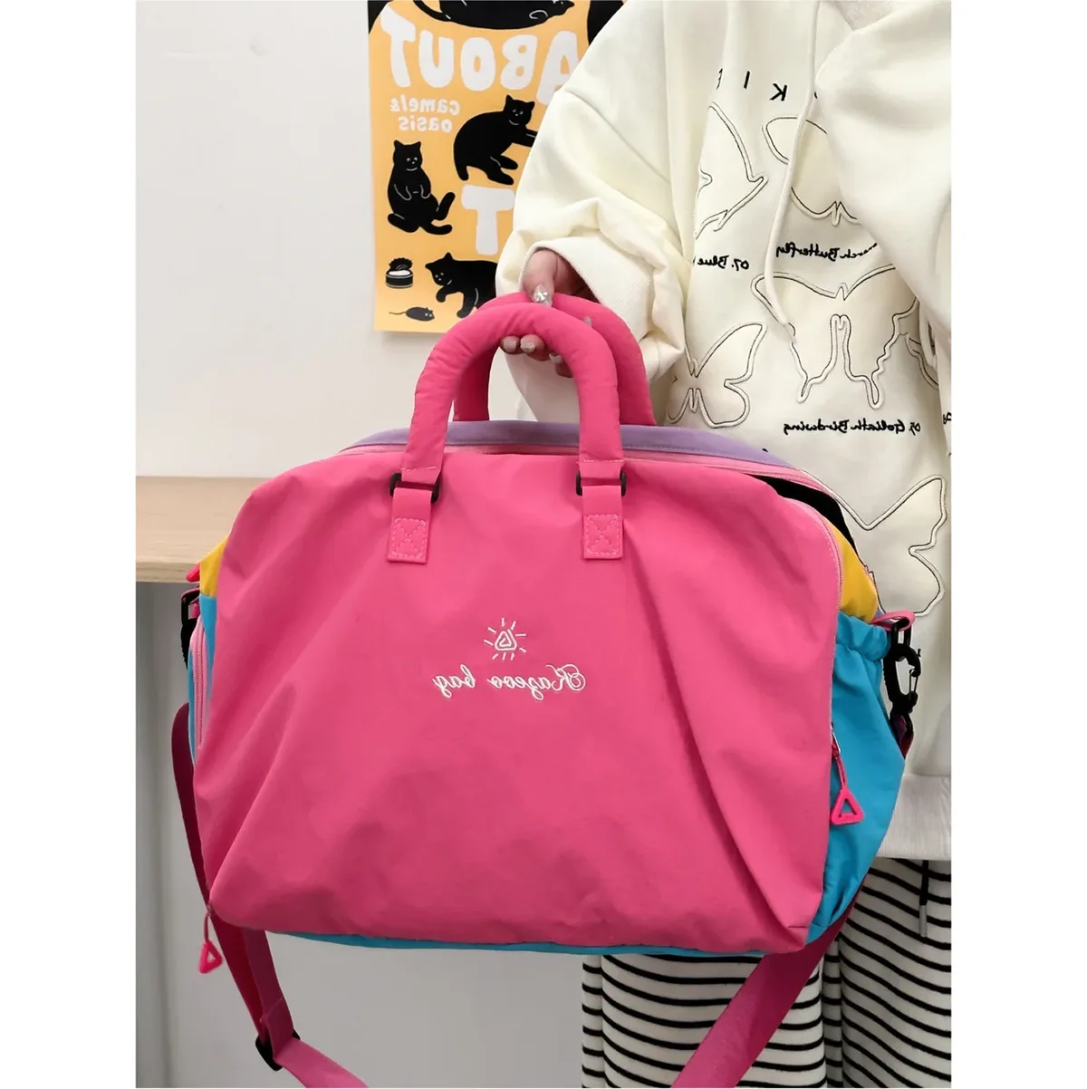 sac de voyage tendance multicolore pour courts séjours, sac de sport léger à main, sac de voyage pour l'hébergement et les loisirs