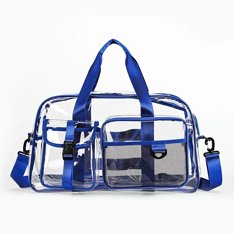 grand sac de voyage transparent en pvc, sac de sport de grande capacité, sac à main portable étanche pour les sports de plage en plein air, rangement quotidien, utilisation pour le transport