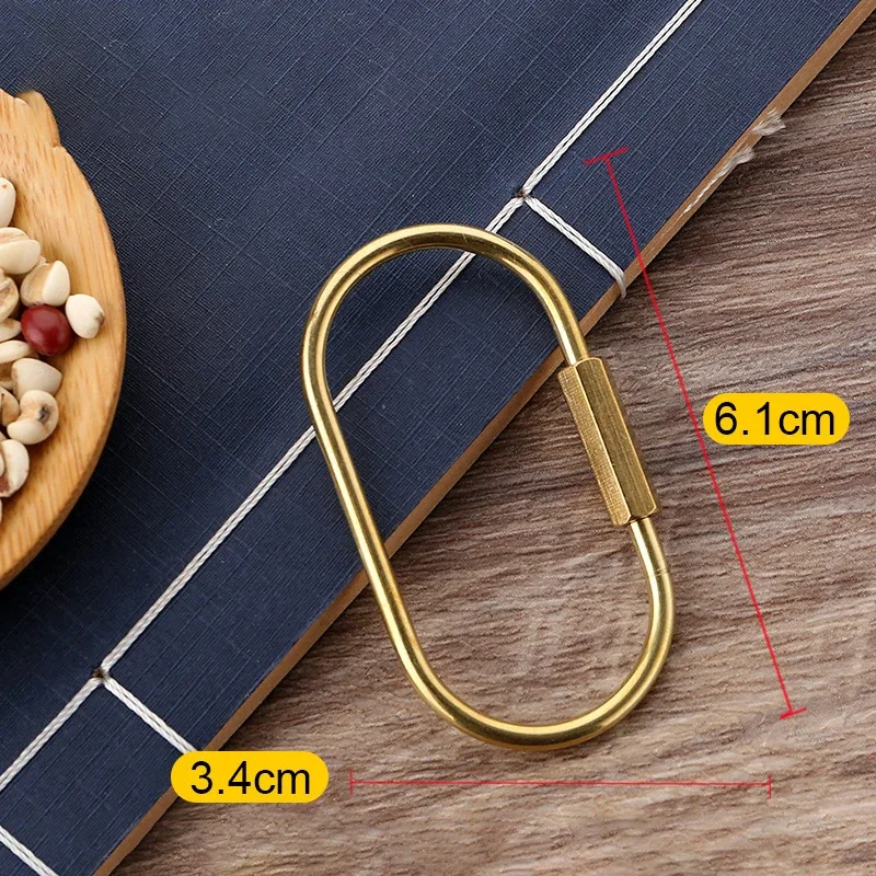 1 pièce mousqueton simple en laiton à verrouillage par vis, forme d, ovale, en forme de goutte d'eau, pour porte-clés, fixation sur ceinture, accessoire de sac à dos, cadeau