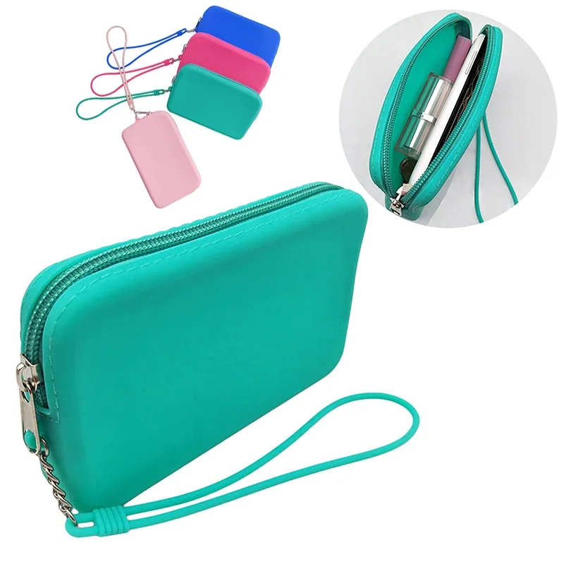 Sac de rangement cosmétique carré en silicone, étui étanche, porte-pinceau de maquillage de voyage, sac de rangement numérique portable, 1 pièce