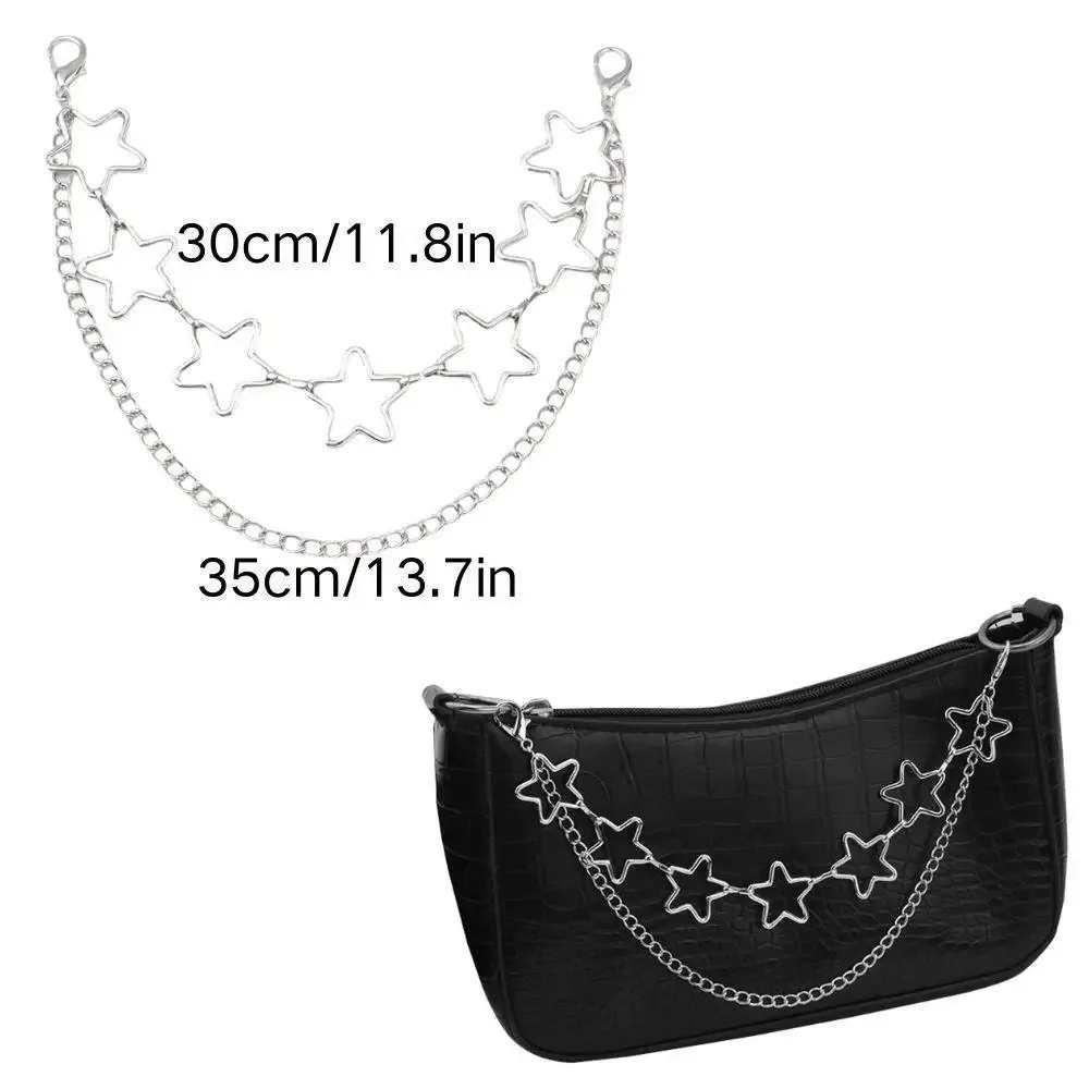 y2k – sangle en chaîne de perles en métal pour sacs, chaîne de sac multicouche pour sac à main, poignées de bricolage, pendentif étoile, sac à bandoulière, accessoires de chaîne