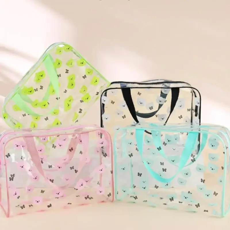 1 sac à cosmétiques imprimé en pvc, sac de rangement portable pour cosmétiques, sac à cosmétiques de voyage transparent de grande capacité