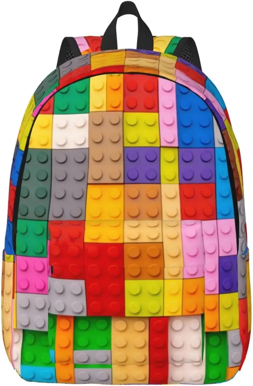 blocs colorés motif amusant sac à dos pour filles garçons femmes sac à dos léger sac à dos décontracté pour voyage camping en plein air 15 pouces