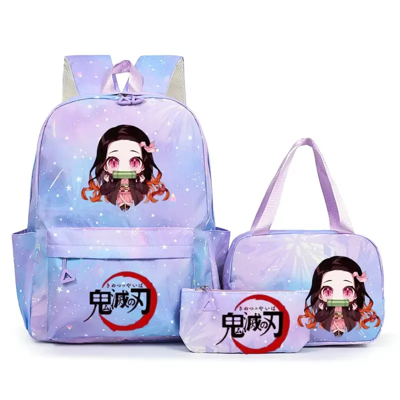 sac à dos demon slayer nezuko kamado pour adolescents, cartable de grande capacité avec sac à bandoulière pour usage quotidien, pour filles et femmes, mochilas de voyage