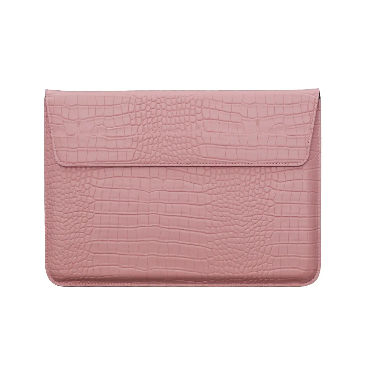 étui pour ordinateur portable en cuir pu effet crocodile personnalisé avec logo gravé, pour hommes et femmes, 13, 14, 15 pouces, compatible air pro, avec support intégré