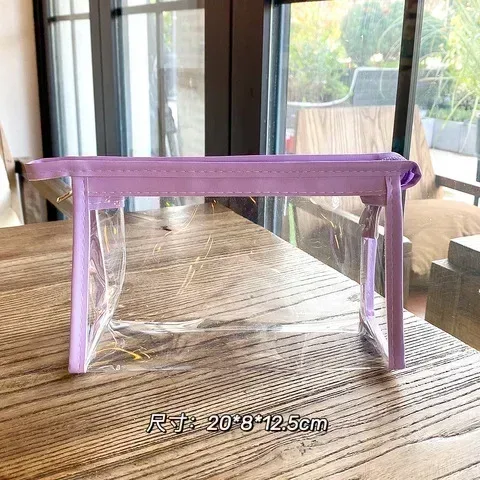 trousse à cosmétiques transparente de grande capacité pour filles, étui à crayons étanche, sacs d'évaluation de maquillage, rangement de voyage, 1 pièce