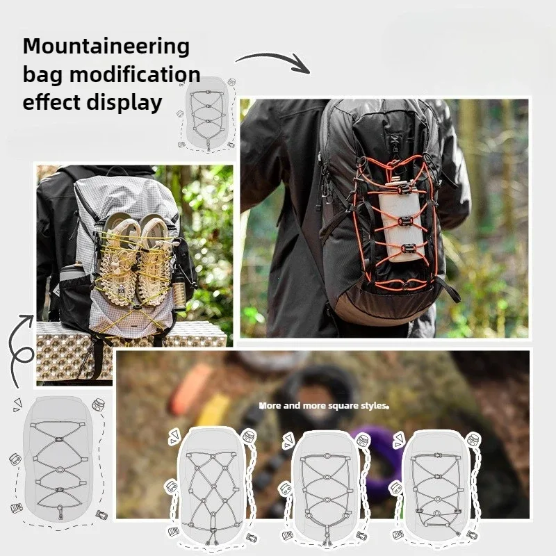 sangle d'extension élastique réglable diy avec boucle de sac à dos et attache externe pour sacs de randonnée, d'alpinisme et de camping en extérieur