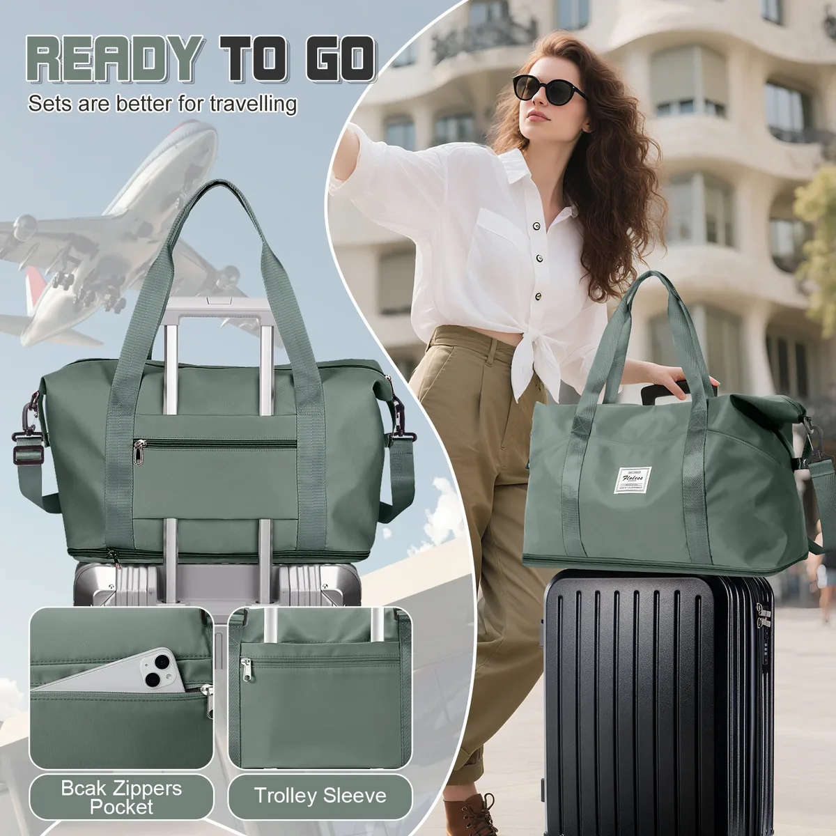 sac de voyage extensible pour ryanair easyjet, sac de sport pour bagages à main, sac de sport pliable de grande capacité, sac de voyage pour le week-end